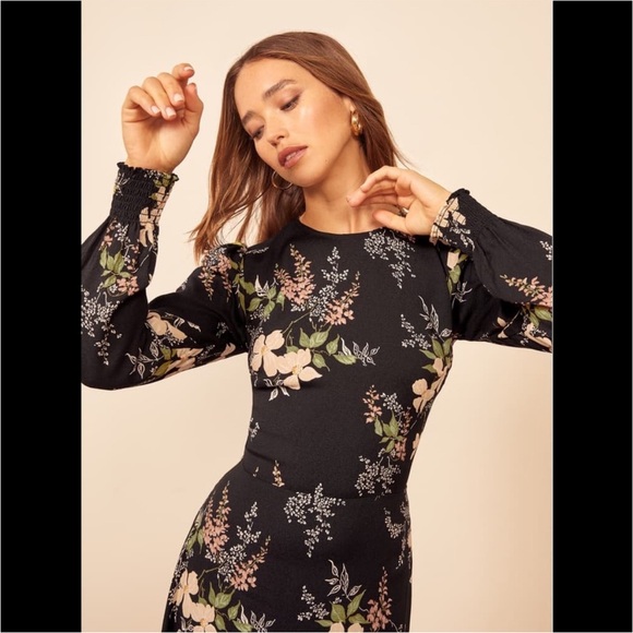 reformation kellan floral long sleeve dress - Picture 2 of 9